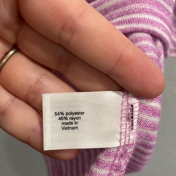 Lane Bryant Purple Stripe Cold Shoulder Ruffle Top Size 14/16 - Picture 6 of 8